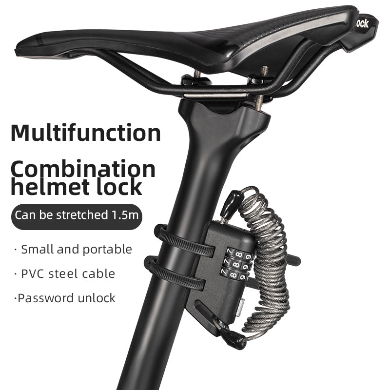 ROCKBROS 1.5M Portable Bicycle Cable Lock - Combination Helmet Lock - ROCKBROSUSA