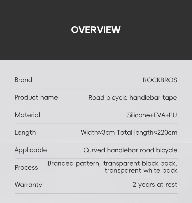 ROCKBROS Silicone PU Bicycle Handlebar Tape Soft Breathable Road Bike Tape Shock-absorption Anti-Slip Gravel Bicycle Handlebar Wrap Drop Bar Belt