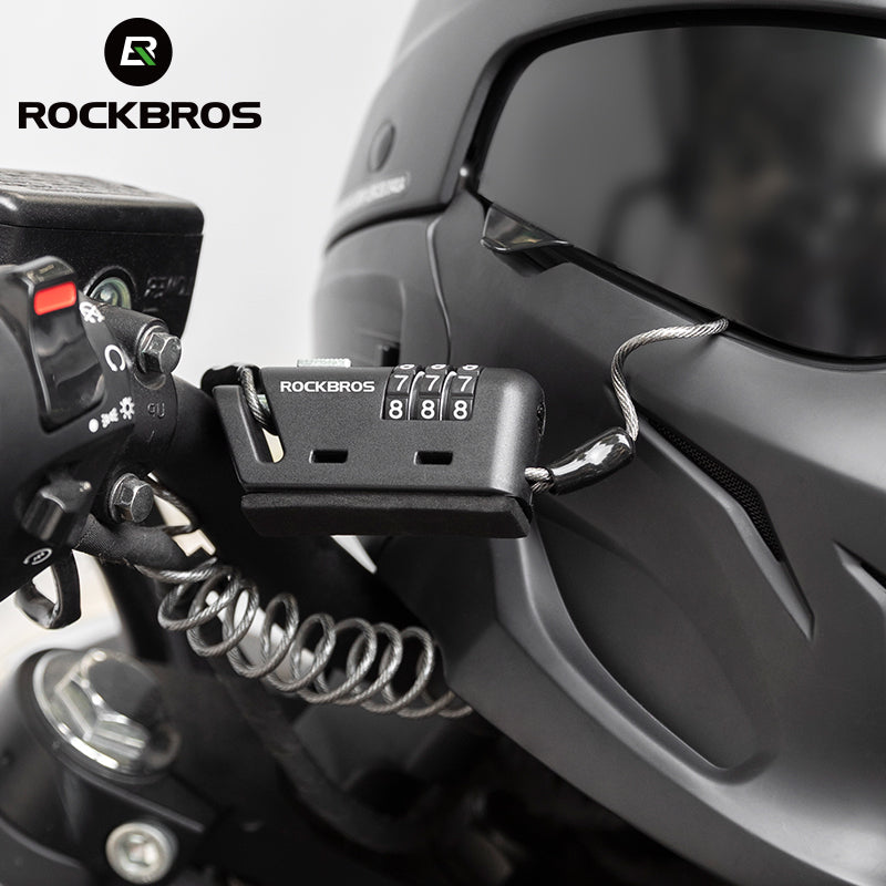 ROCKBROS 1.5M Portable Bicycle Cable Lock - Combination Helmet Lock - ROCKBROSUSA