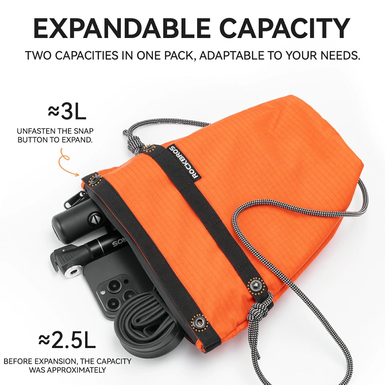 Convertible Bike Front Bag – Expandable Nylon Handlebar Crossbody Bag