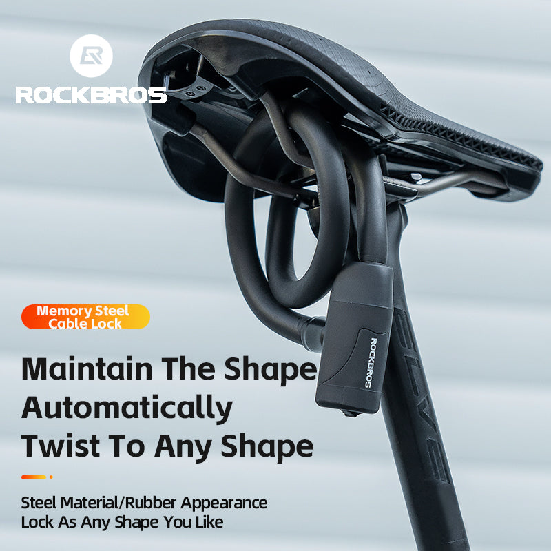 ROCKBROS Bicycle Memory Wire Spiral Steel Cable Lock – Twistable, Durable, Anti-Theft