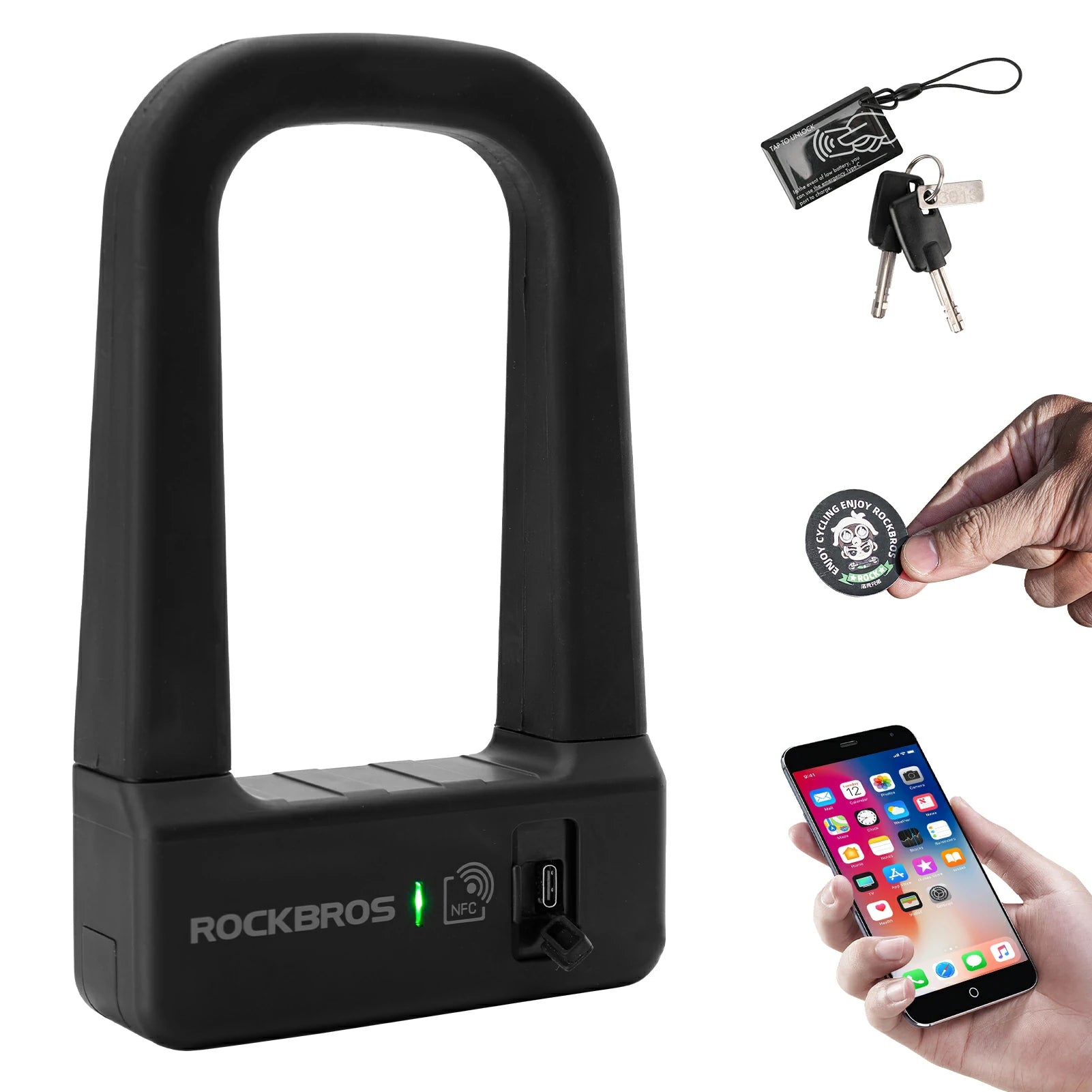 ROCKBROS NFCスマートロック U字ロック Amazon.co.jp: ROCKBROS スマートバイク Uロック 指紋付きバイクロック