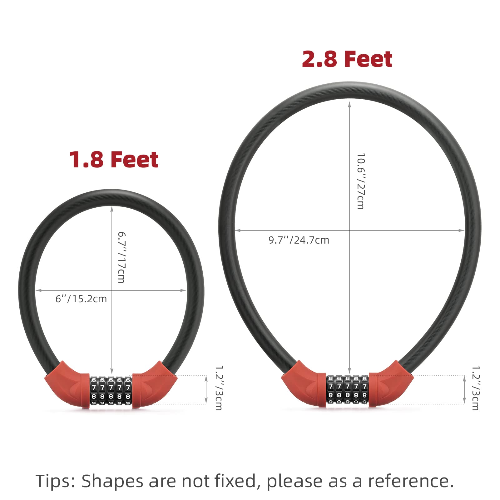 ROCKBROS 5-Digit Bike Cable Lock, Lightweight Portable Combination Lock