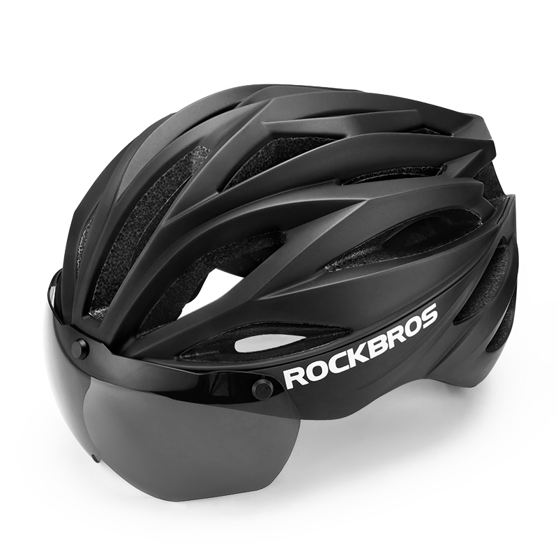 ROCKBROS Trail Helmet with Magnetic Goggles, Ionic+ Technology, and Adjustable Fit, Black