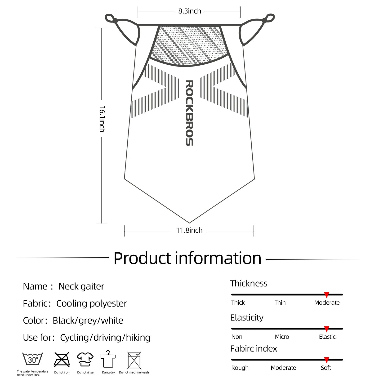 ROCKBROS Cooling Neck Gaiter with Ear Loops – Breathable Summer Face Cover for Cycling Fishing