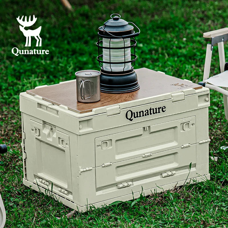 Qunature Outdoor Folding Storage Box with Multi-Door Design and Tabletop Option