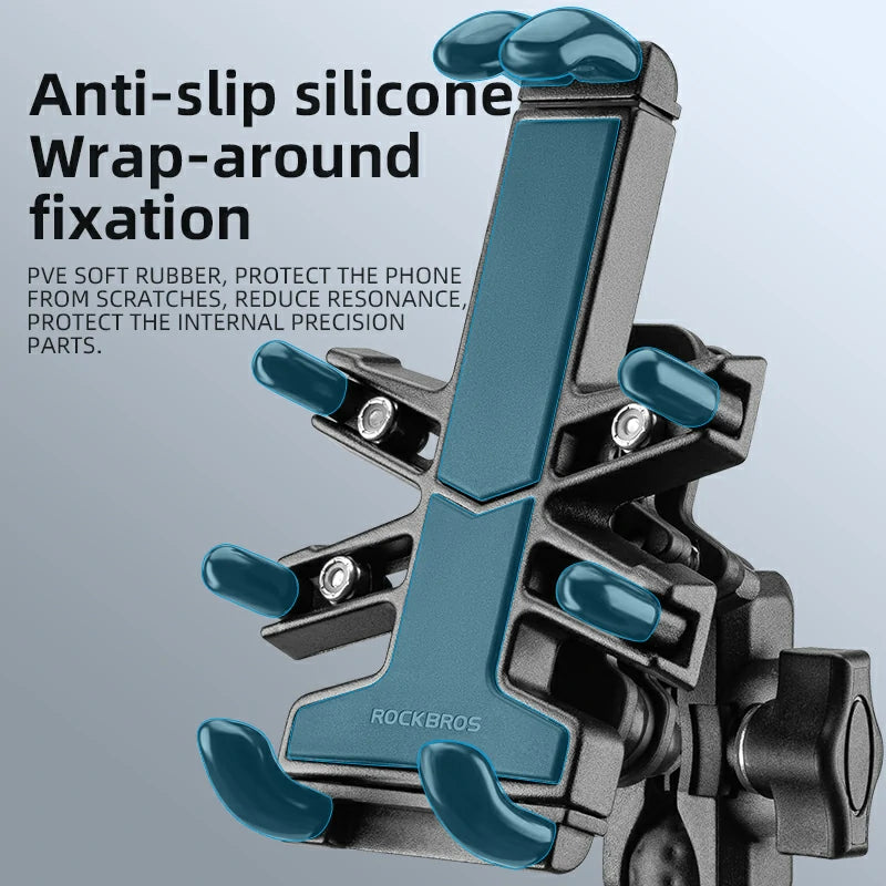 ROCKBROS Motorcycle ATV Adjustable Phone Holder with Vibration Dampener for 4.7-7.1" Phones