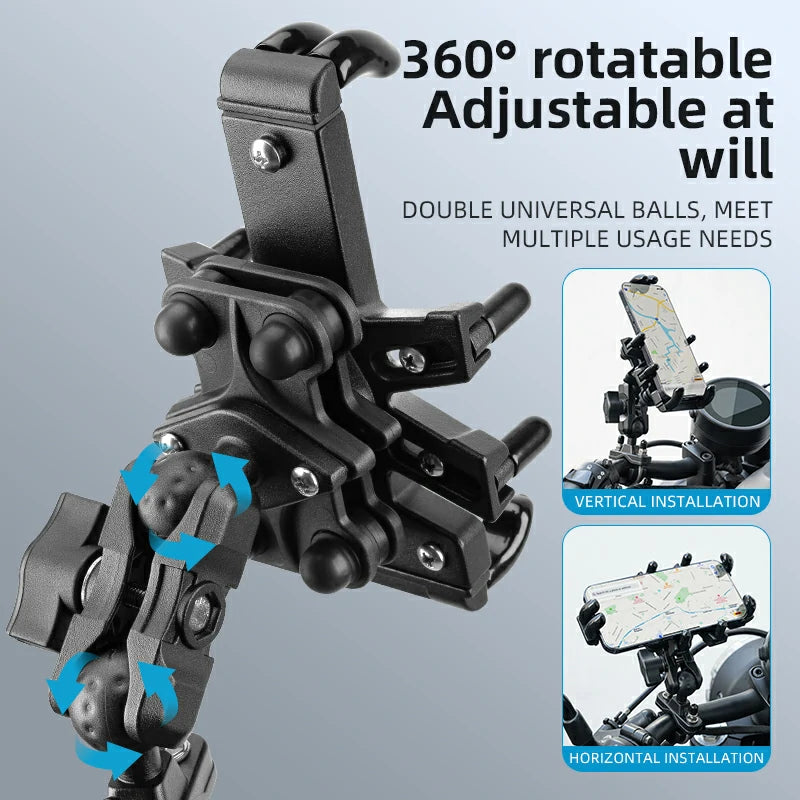 ROCKBROS Motorcycle ATV Adjustable Phone Holder with Vibration Dampener for 4.7-7.1" Phones