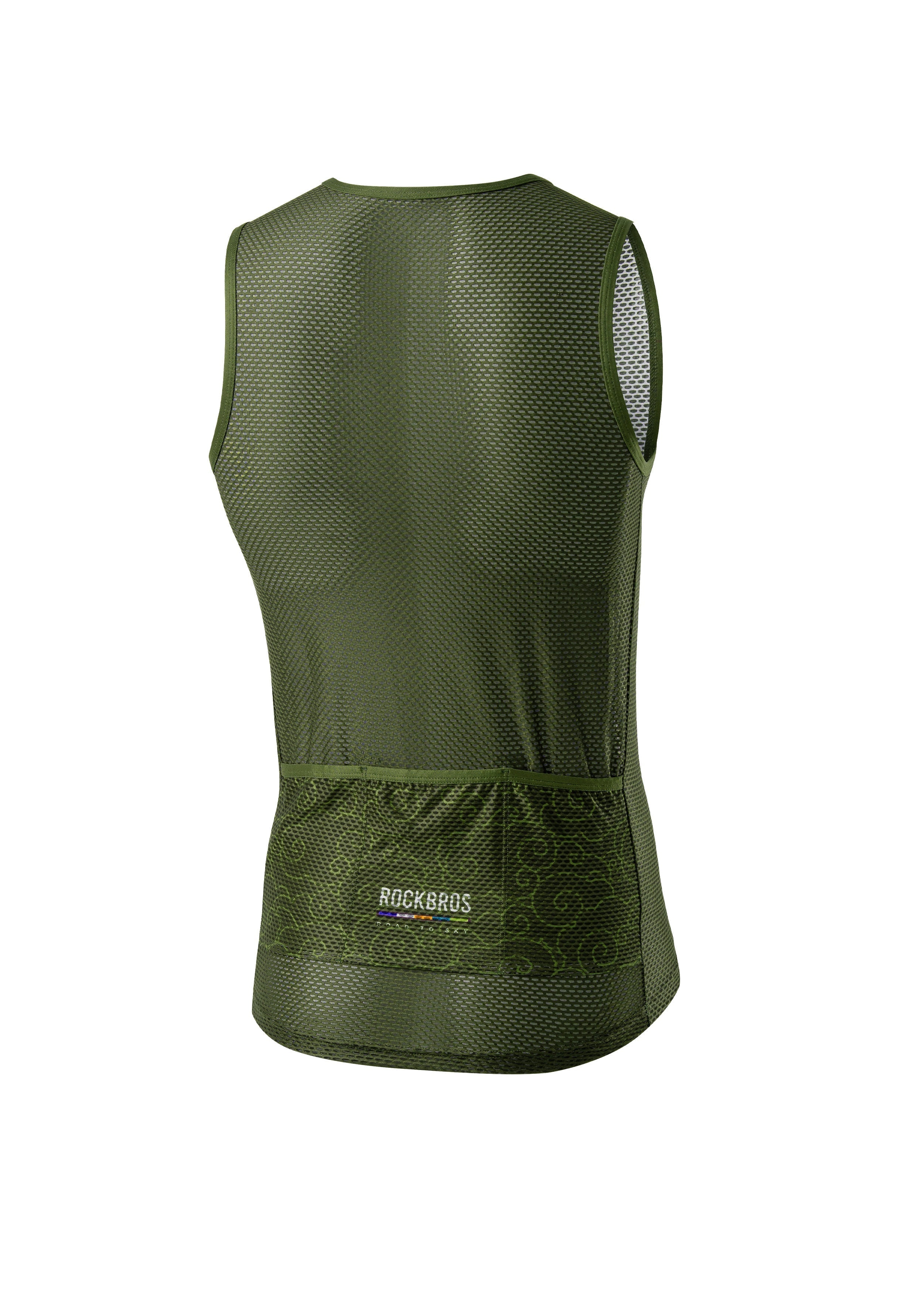 ROCKBROS Road-to-Sky Cycling Sleeveless Base Layer #Color_Army Green
