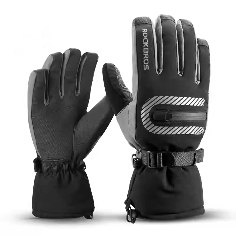 Fleece-Lined Thickened Full Finger Double-Layer Ski Gloves