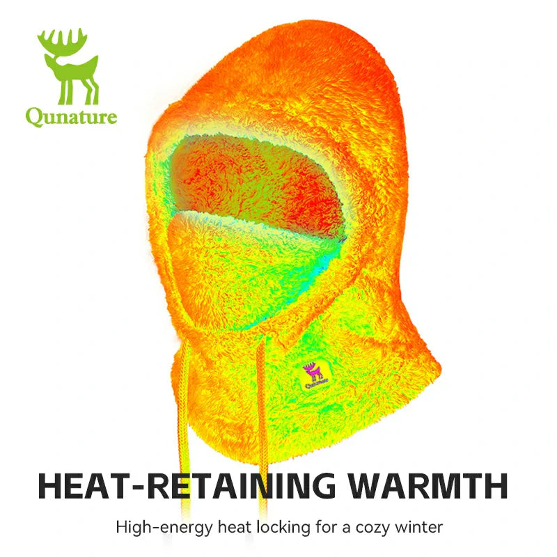 Qunature Thermal Fleece Helmet Liner – Windproof Balaclava Hood for Skiing and Winter Sports