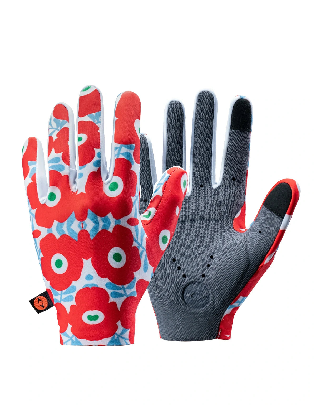 Printed Full Finger Cycling Gloves, Touch‑Screen Thin Summer Bike Gloves, High‑Visibility Color Print Non‑Slip Road Biking Gloves