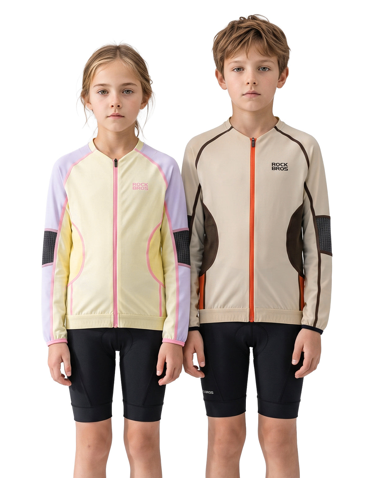 Kids Long‑Sleeve Cycling Jersey, Breathable Protective MTB Bike Top with Abrasion‑Resistant Elbow Pads for Boys Girls