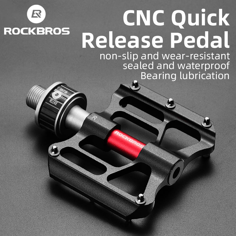 ROCKBROS CNC Aluminum Folding Bike Pedals, Quick Release, 9/16" Thread, Ultralight