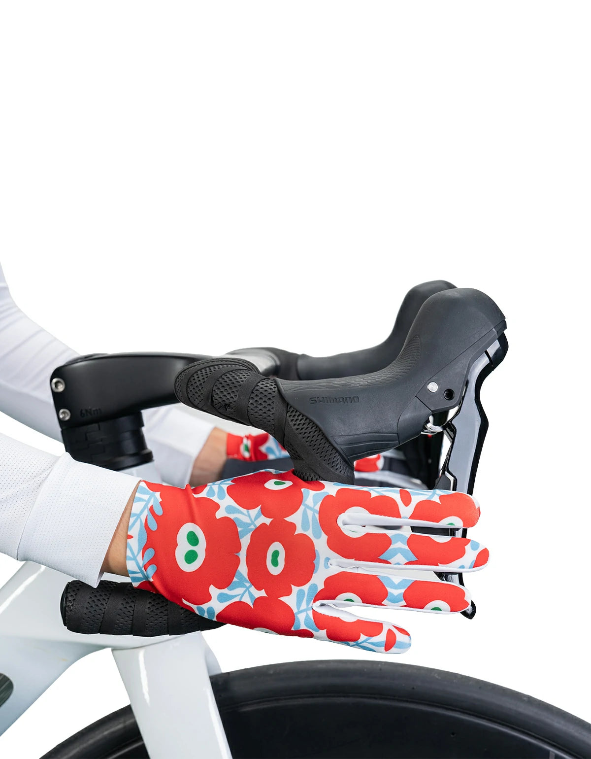 Printed Full Finger Cycling Gloves, Touch‑Screen Thin Summer Bike Gloves, High‑Visibility Color Print Non‑Slip Road Biking Gloves