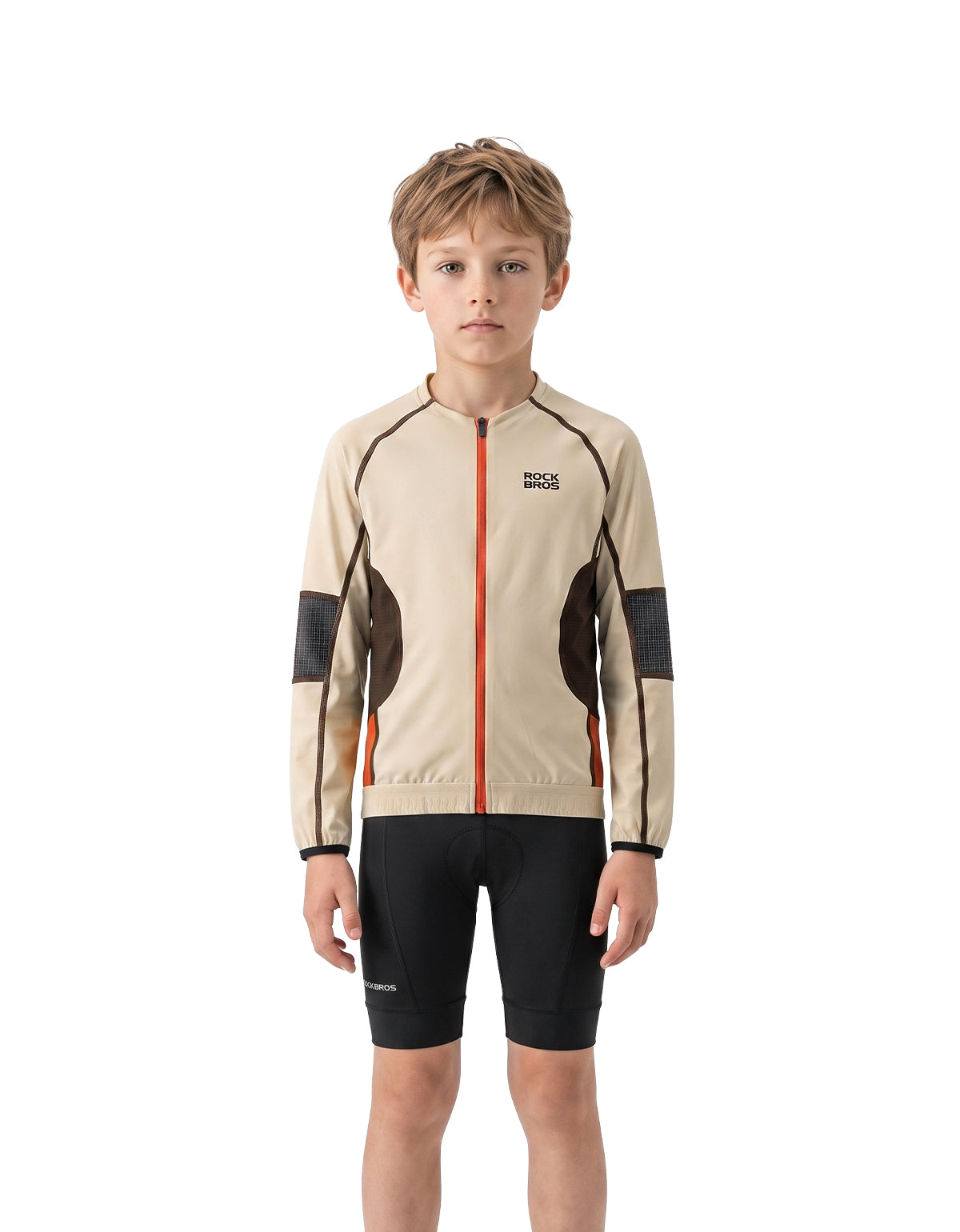Kids Long‑Sleeve Cycling Jersey, Breathable Protective MTB Bike Top with Abrasion‑Resistant Elbow Pads for Boys Girls