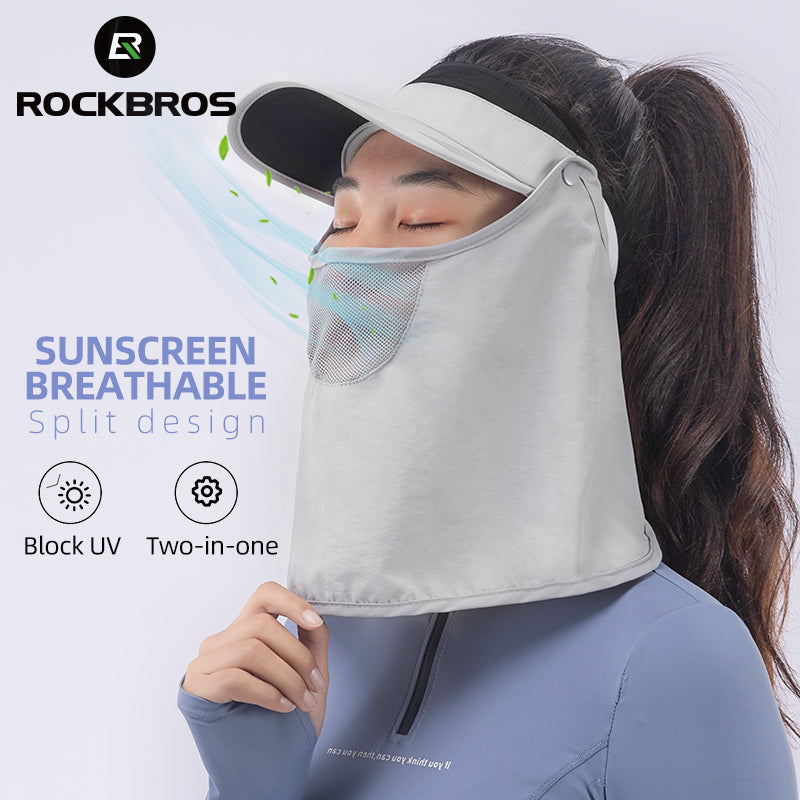 ROCKBROS Ice Silk Full Face Sunhat 360° Anti-UV Adjustable Hiking Fishing Cap
