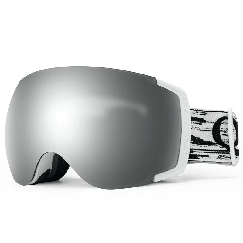 double lens ski goggles Qunature Anti-Fog Ski Goggles UV400 Protection Double-Layer Lenses for Clear View White Frame with Silver Coating