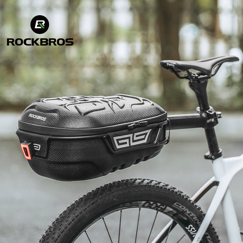 ROCKBROS 12L Hard Shell Rainproof MTB Road Bike Saddle Rear Rack Bag with Bike Cargo Rack