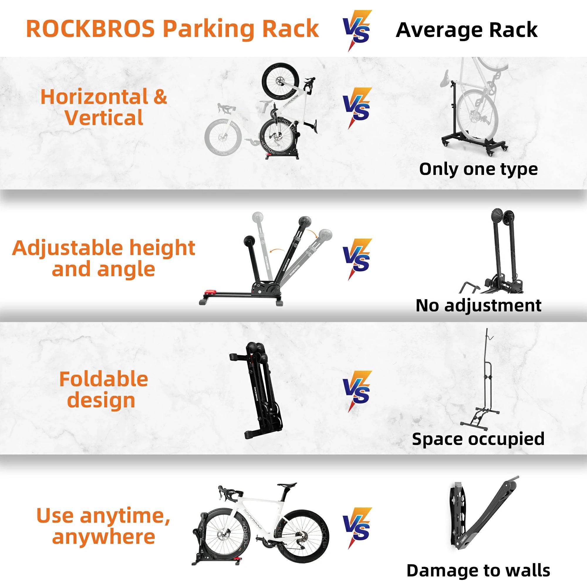 2-in-1 Adjustable Bike Stand Foldable Floor Vertical Rack Sturdy Carbon Steel for 24"-27.5" Wheels