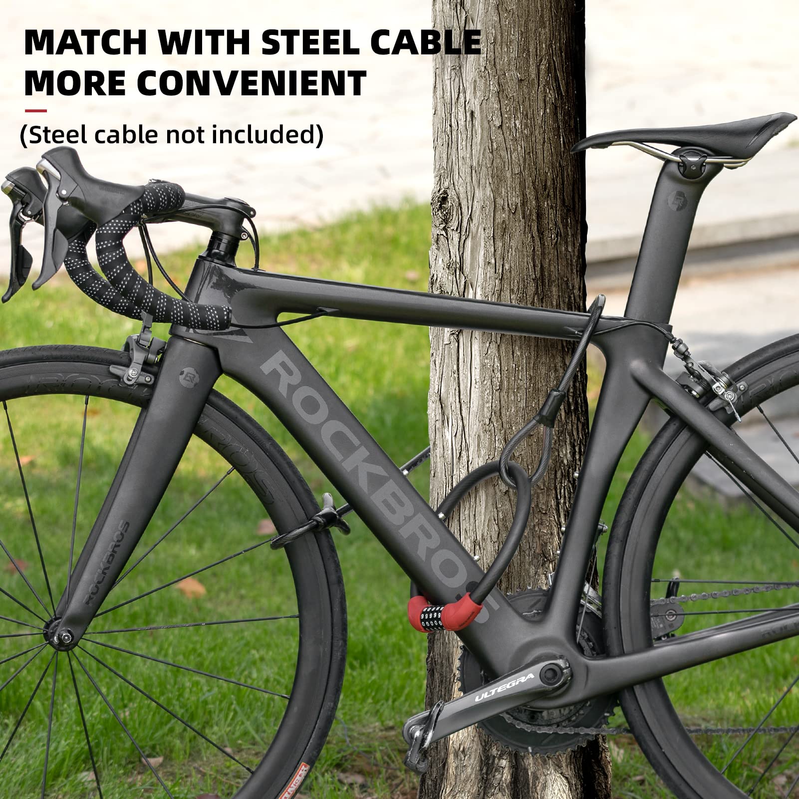 ROCKBROS 5-Digit Bike Cable Lock, Lightweight Portable Combination Lock