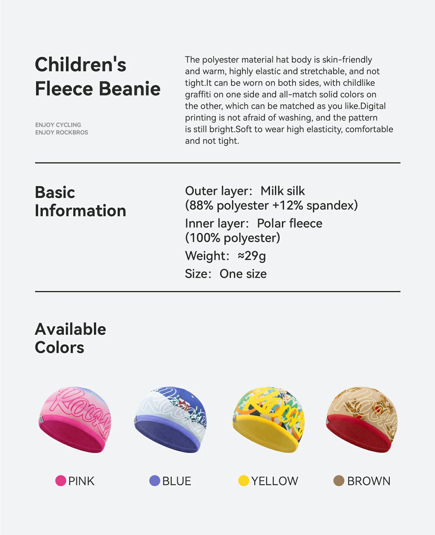 Kids Winter Fleece Beanie for Helmet Use