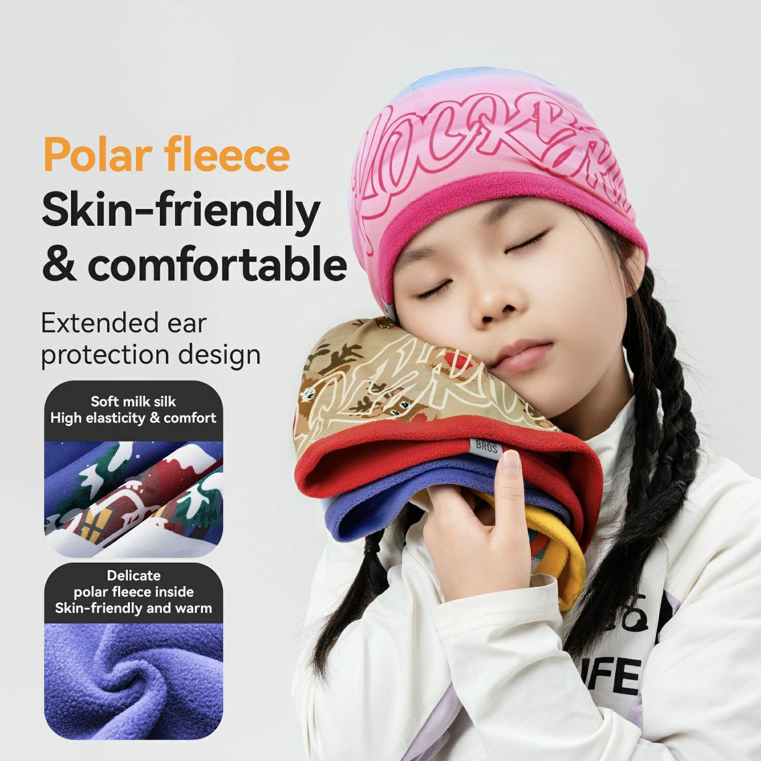 Kids Winter Fleece Beanie for Helmet Use