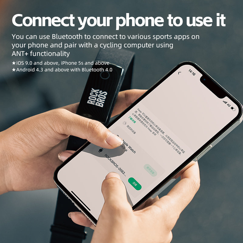 ROCKBROS Waterproof Heart Rate Monitor Chest Strap Rechargeable Bluetooth ANT+ - ROCKBROS