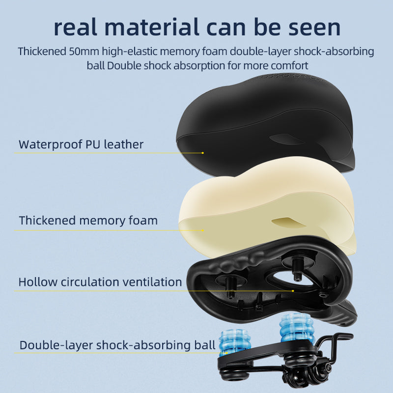 Bike Seat Memory Foam Bike Saddle Comfortable Waterproof for Leisure