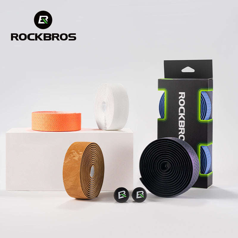 ROCKBROS Silicone PU Bicycle Handlebar Tape Soft Breathable Road Bike Tape Shock-absorption Anti-Slip Gravel Bicycle Handlebar Wrap Drop Bar Belt