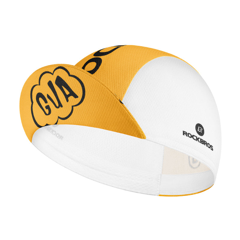 ROCKBROS Lightweight Frog Cycling Cap Breathable, UV Protection, Flip-up Brim Helmet Compatible, White and Yellow