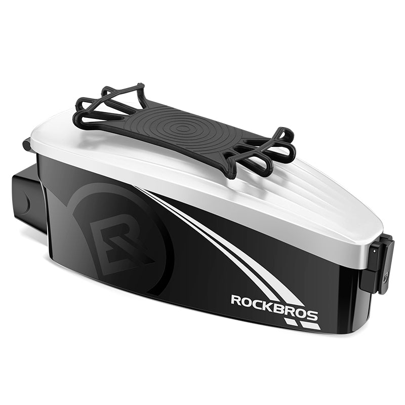 fahrradtasche hardcase ROCKBROS Bike Frame Phone Bag with Hard Case for Cellphones Below 6.8" White