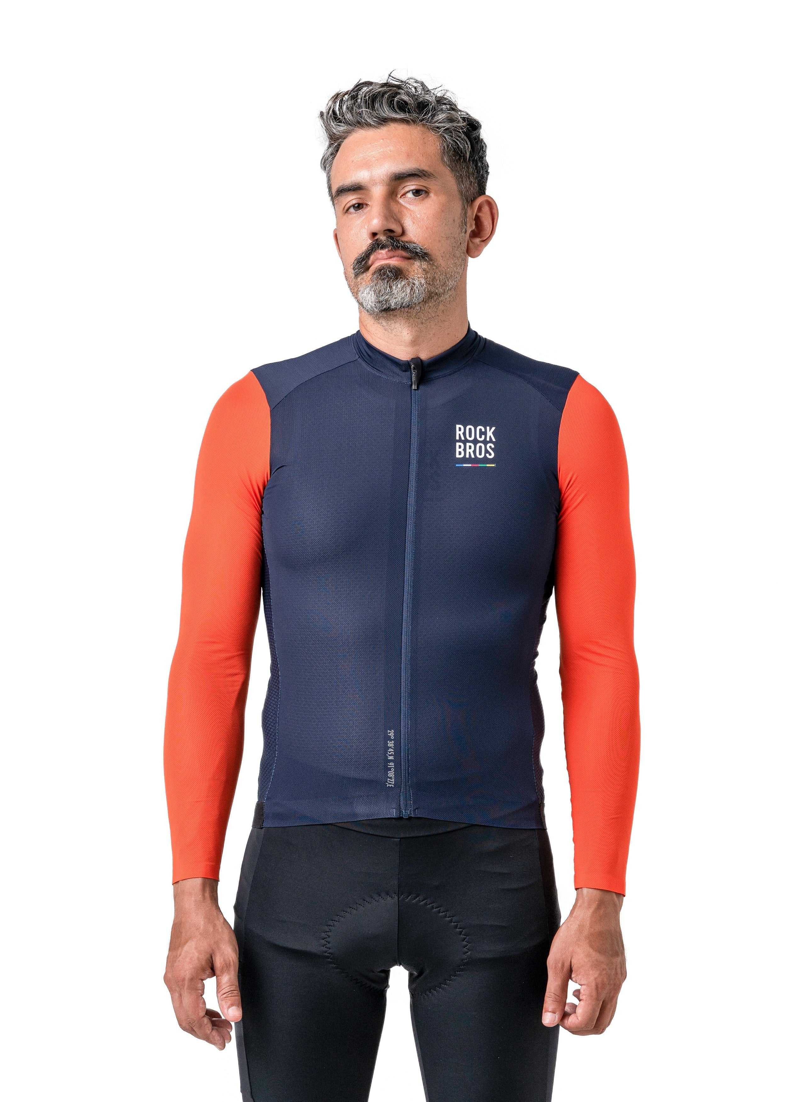 ROCKBROS Road-to-Sky Men's Cycling Long-Sleeved Jersey #Color_Navy Blue