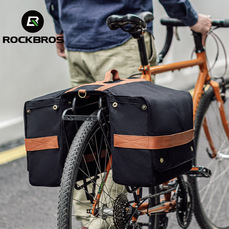 ROCKBROS 27L Expandable Bike Pannier Bag with Shoulder Strap for Various Bikes