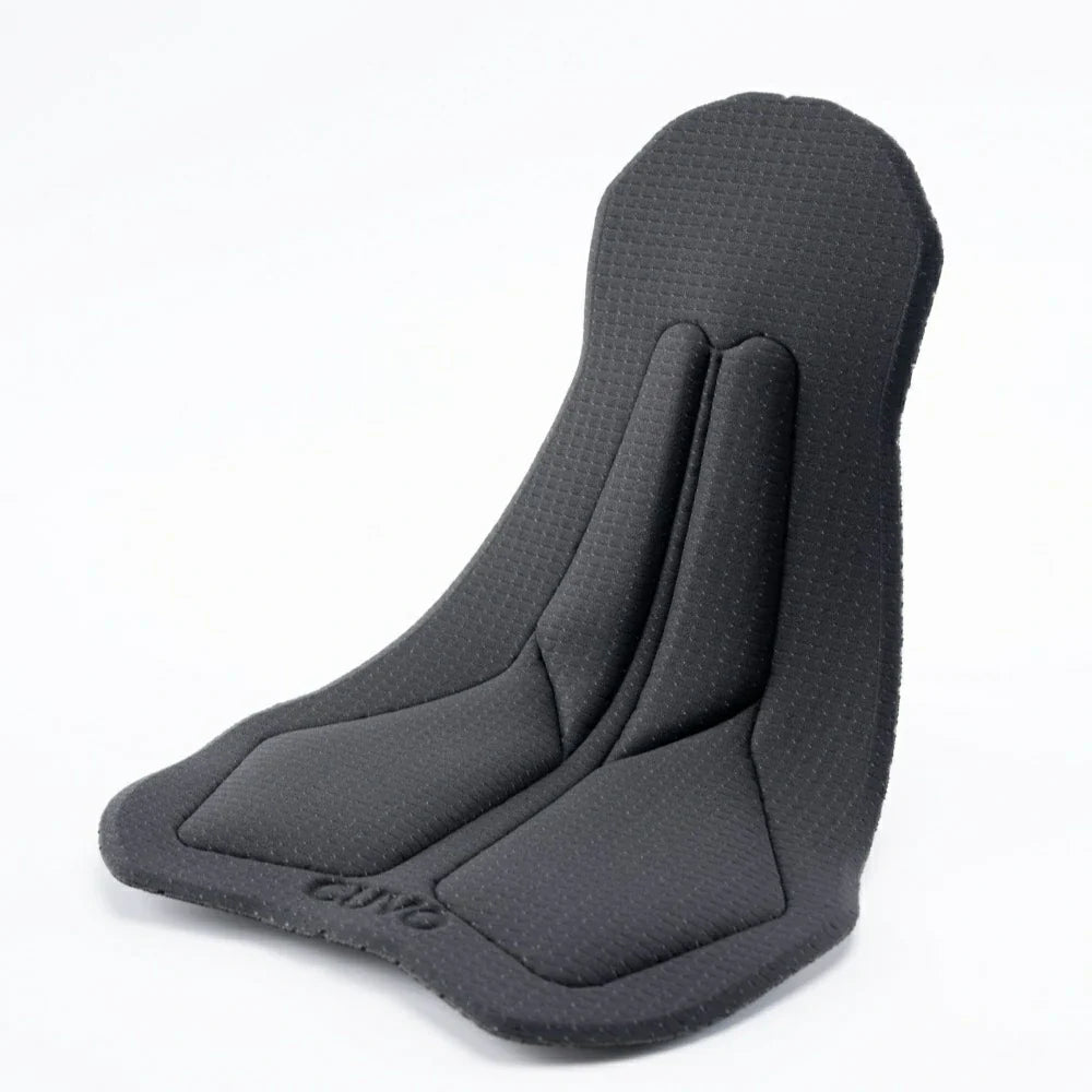 A black pad with a textured, breathable surface and embossed brand lettering, shown on a clean white background.