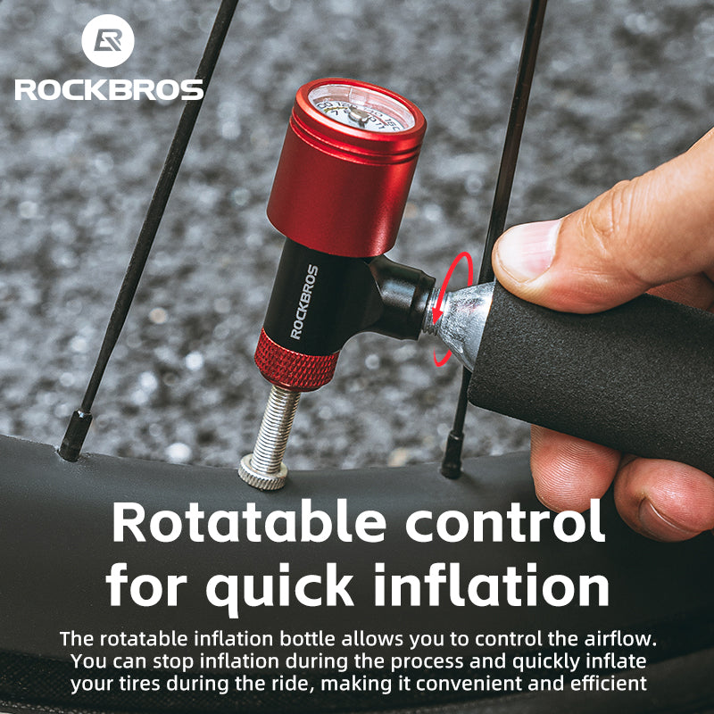 ROCKBROS CO2 Inflator for Bike Tires with 160 PSI Barometer - ROCKBROS