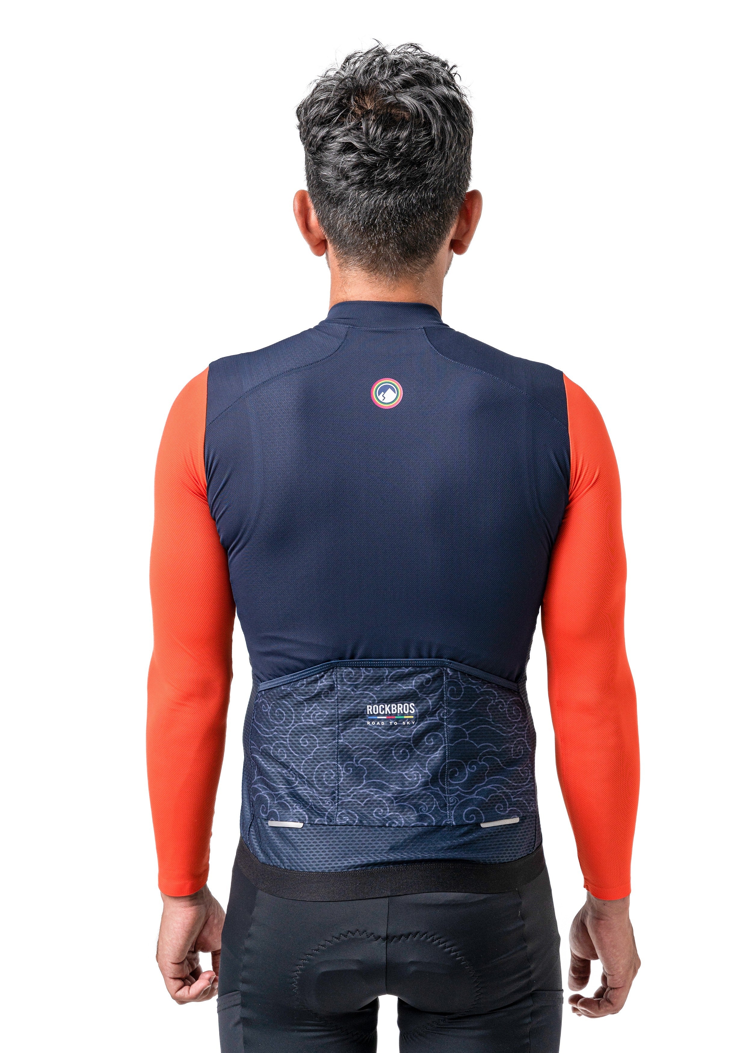 ROCKBROS Road-to-Sky Men's Cycling Long-Sleeved Jersey #Color_Navy Blue