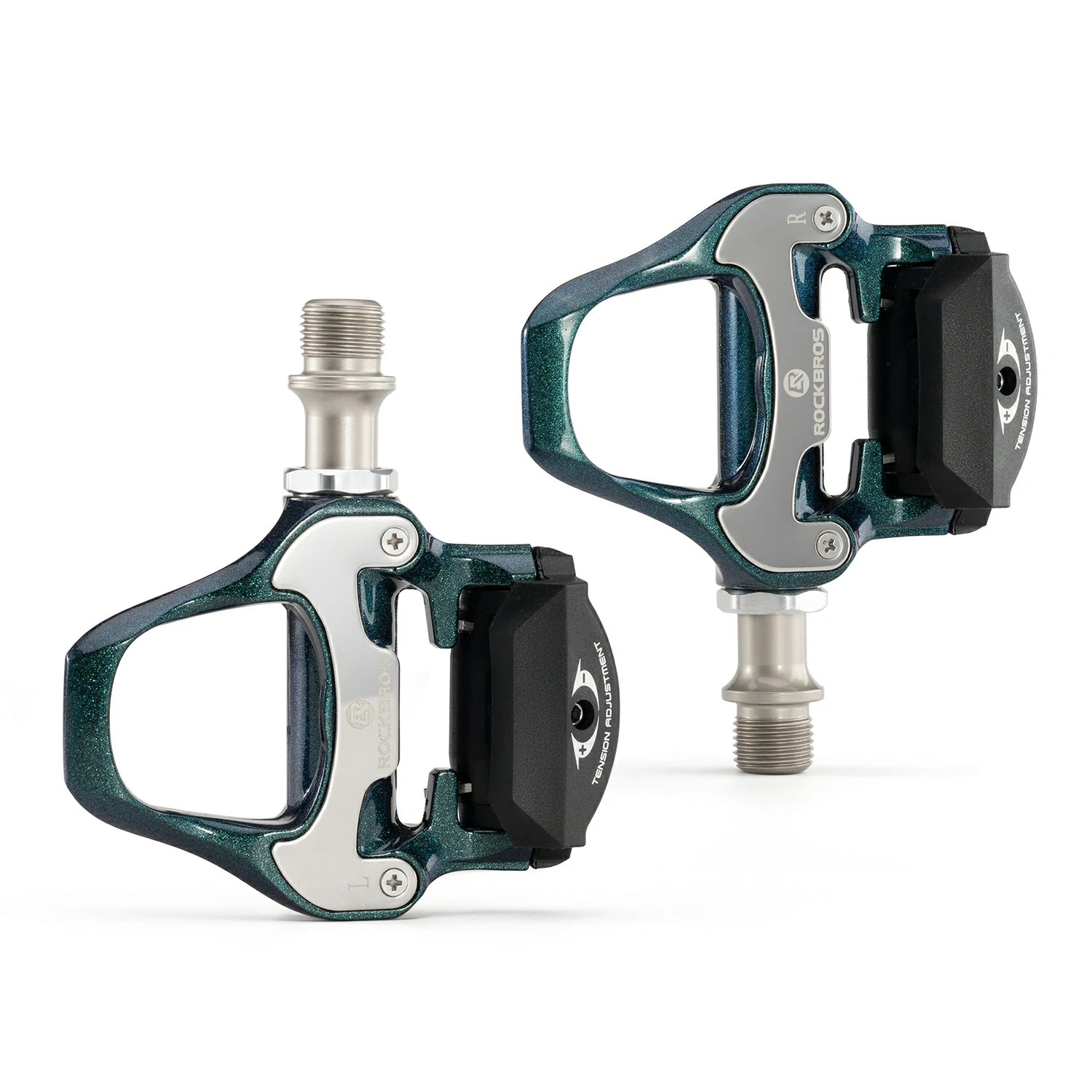 bike pedals road ROCKBROS Road MTB Lightweight Clipless Bicycle Pedals with Cleats Set Compatible with SPD-SL System