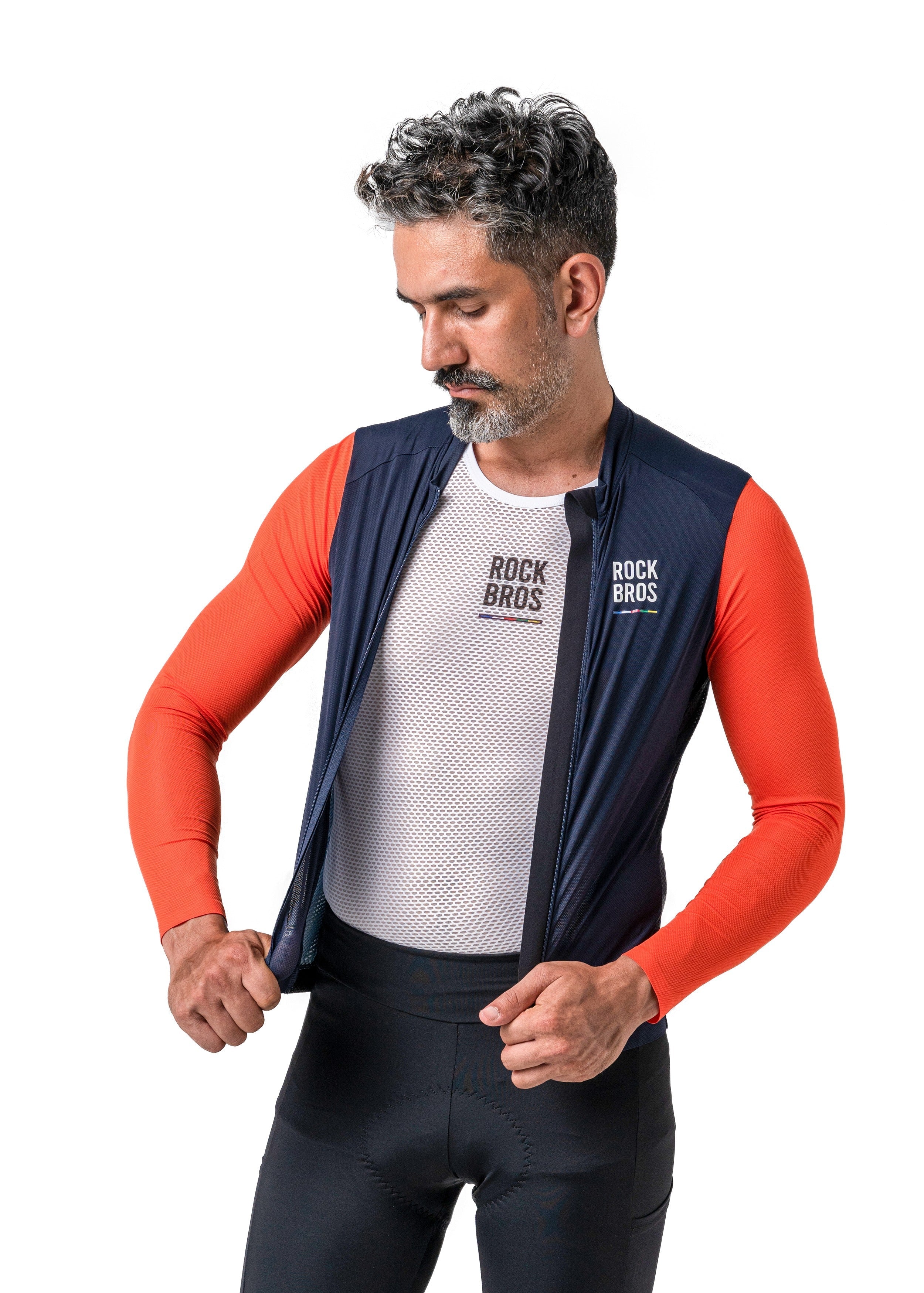 ROCKBROS Road-to-Sky Men's Cycling Long-Sleeved Jersey #Color_Navy Blue