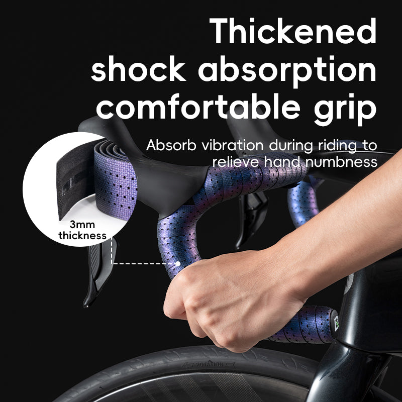 ROCKBROS Silicone PU Bicycle Handlebar Tape Soft Breathable Road Bike Tape Shock-absorption Anti-Slip Gravel Bicycle Handlebar Wrap Drop Bar Belt