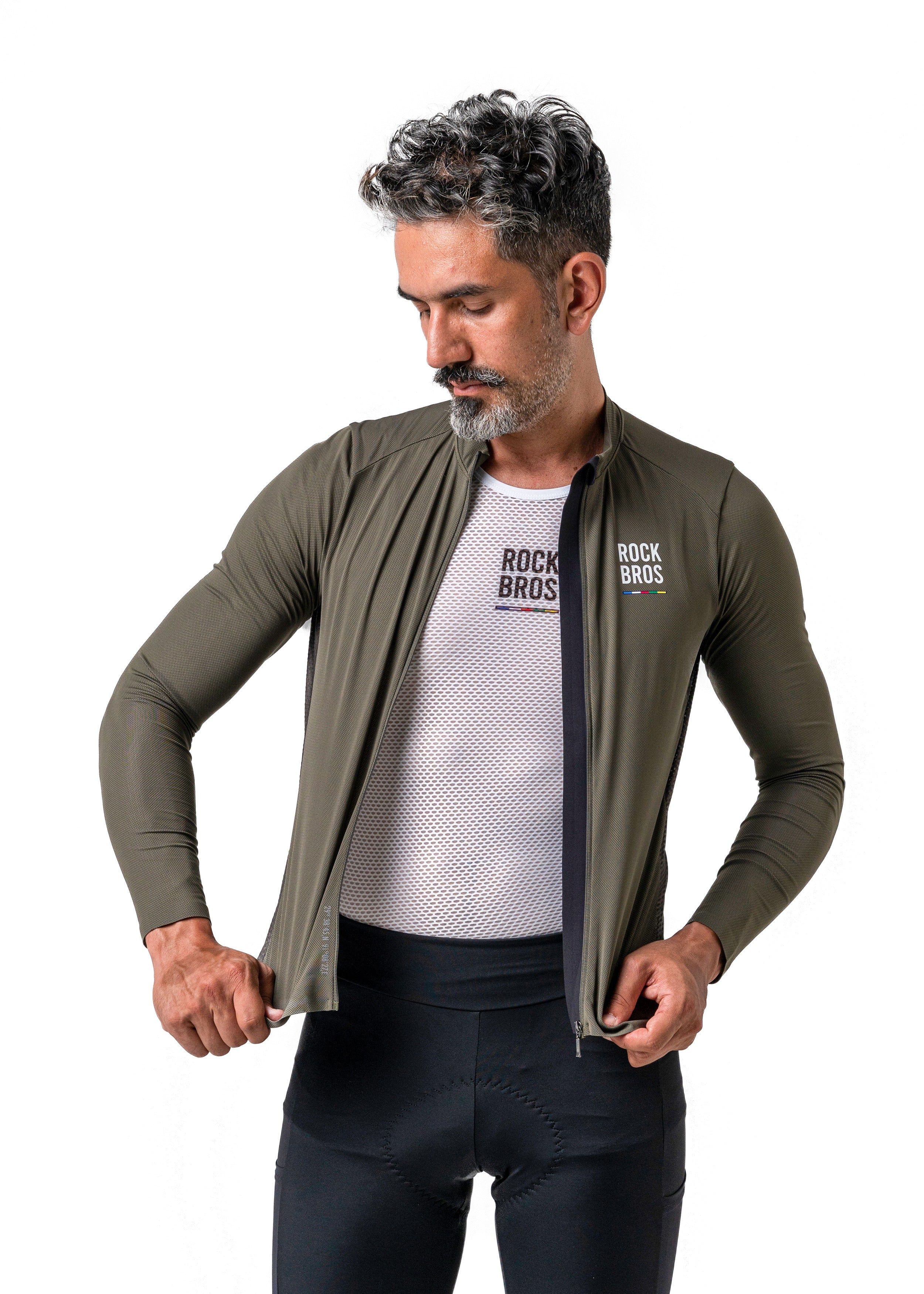 ROCKBROS Road-to-Sky Men's Cycling Long-Sleeved Jersey #Color_Army Green