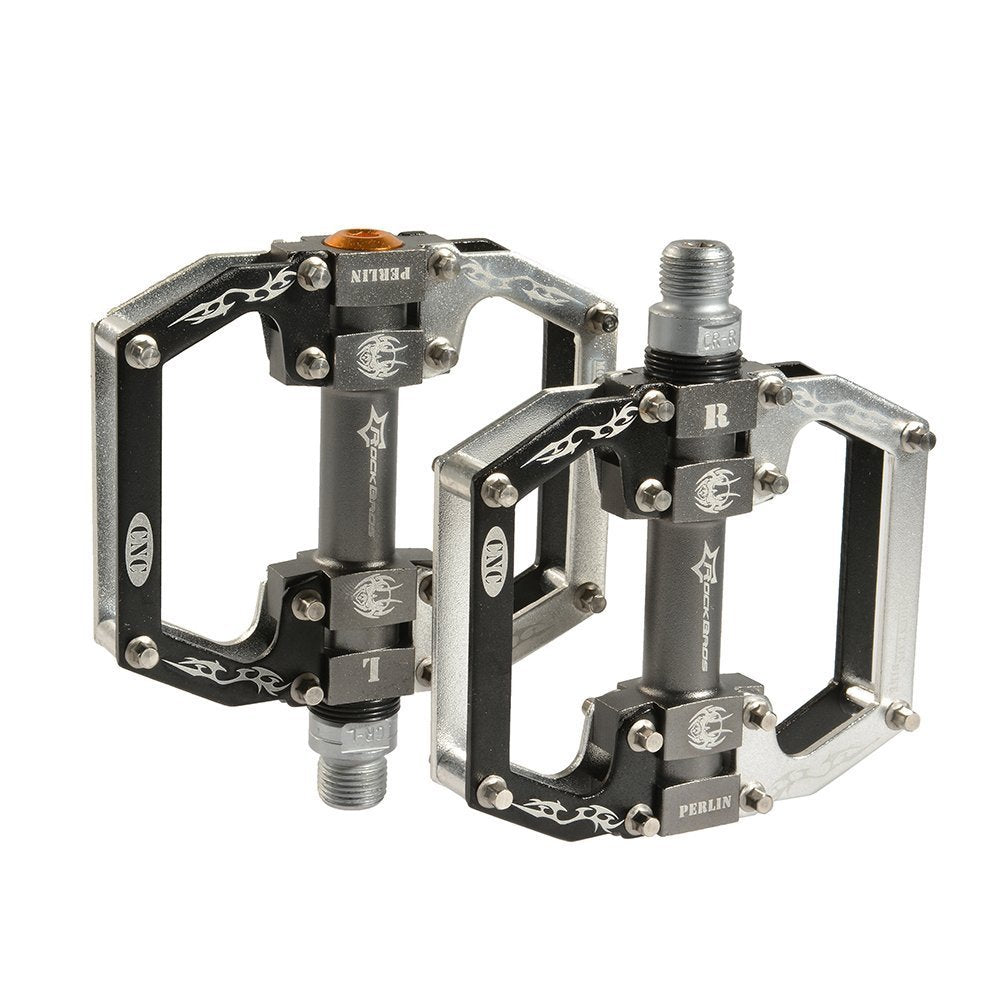 ROCKBROS Bicycle Pedals Flat Pedals, Aluminum Alloy Platform Anti-Slip Bearing Seal 9/16" Set of 2