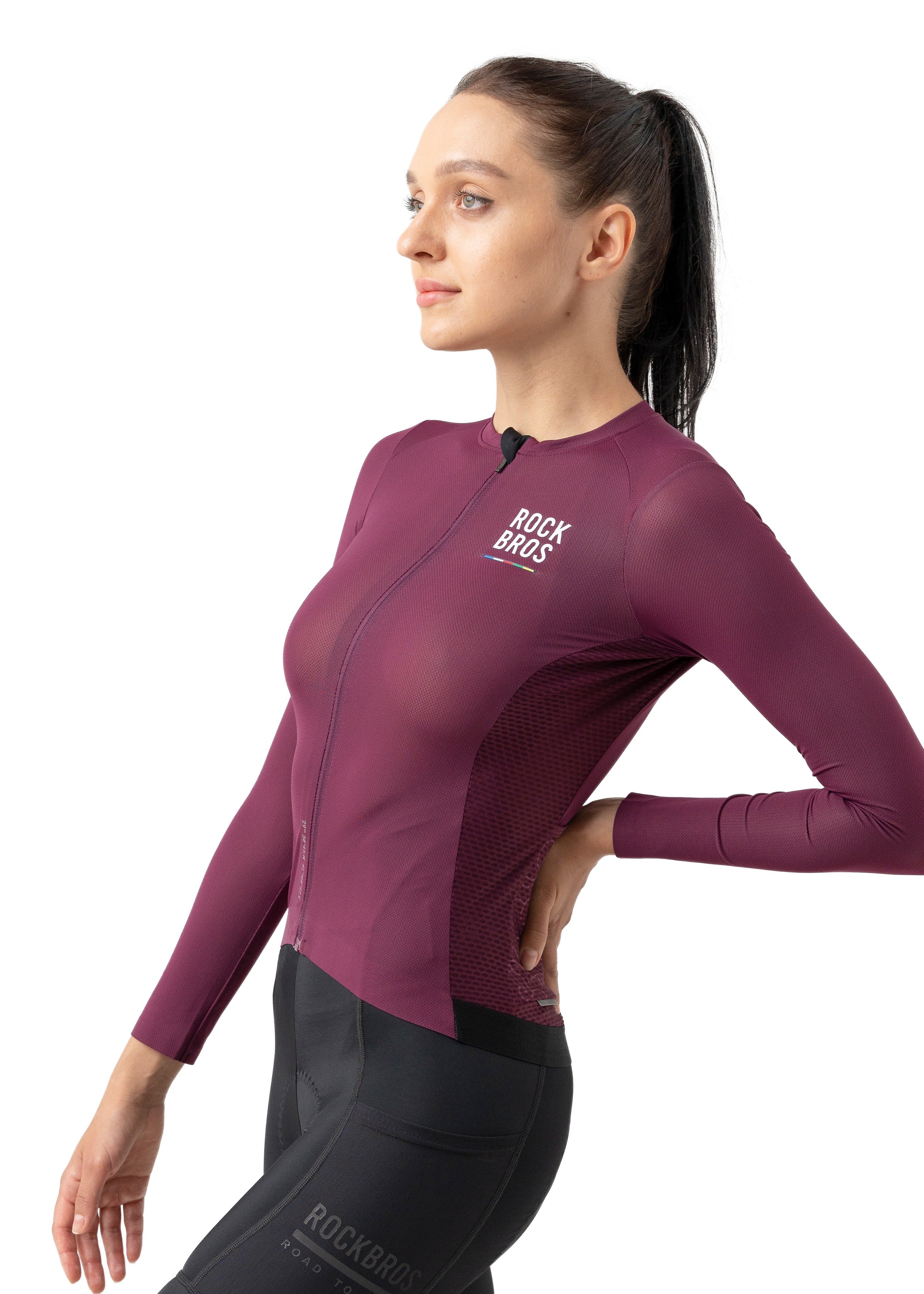 ROCKBROS Road-to-Sky Women's Cycling Long-Sleeved Jersey #Color_Deep Purple