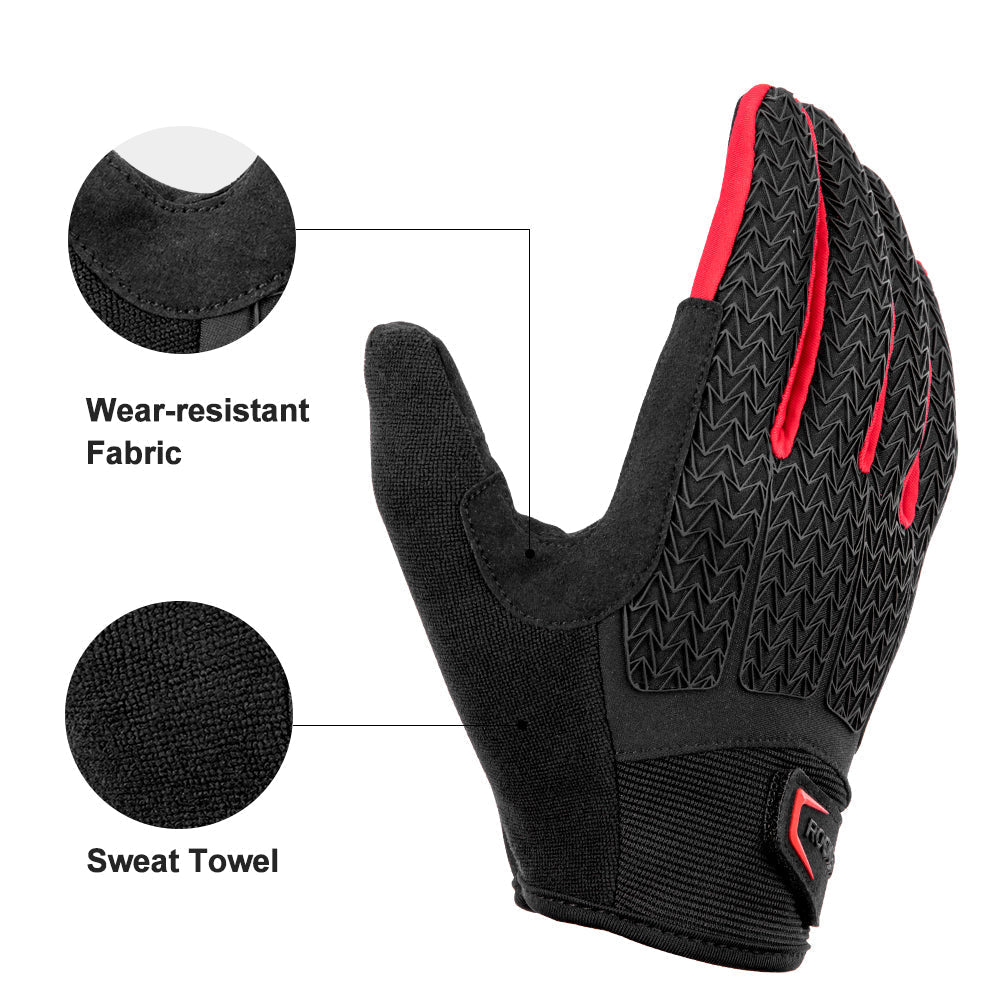 Cycling Gloves Full Finger with Gel Padded Shock Absorbing