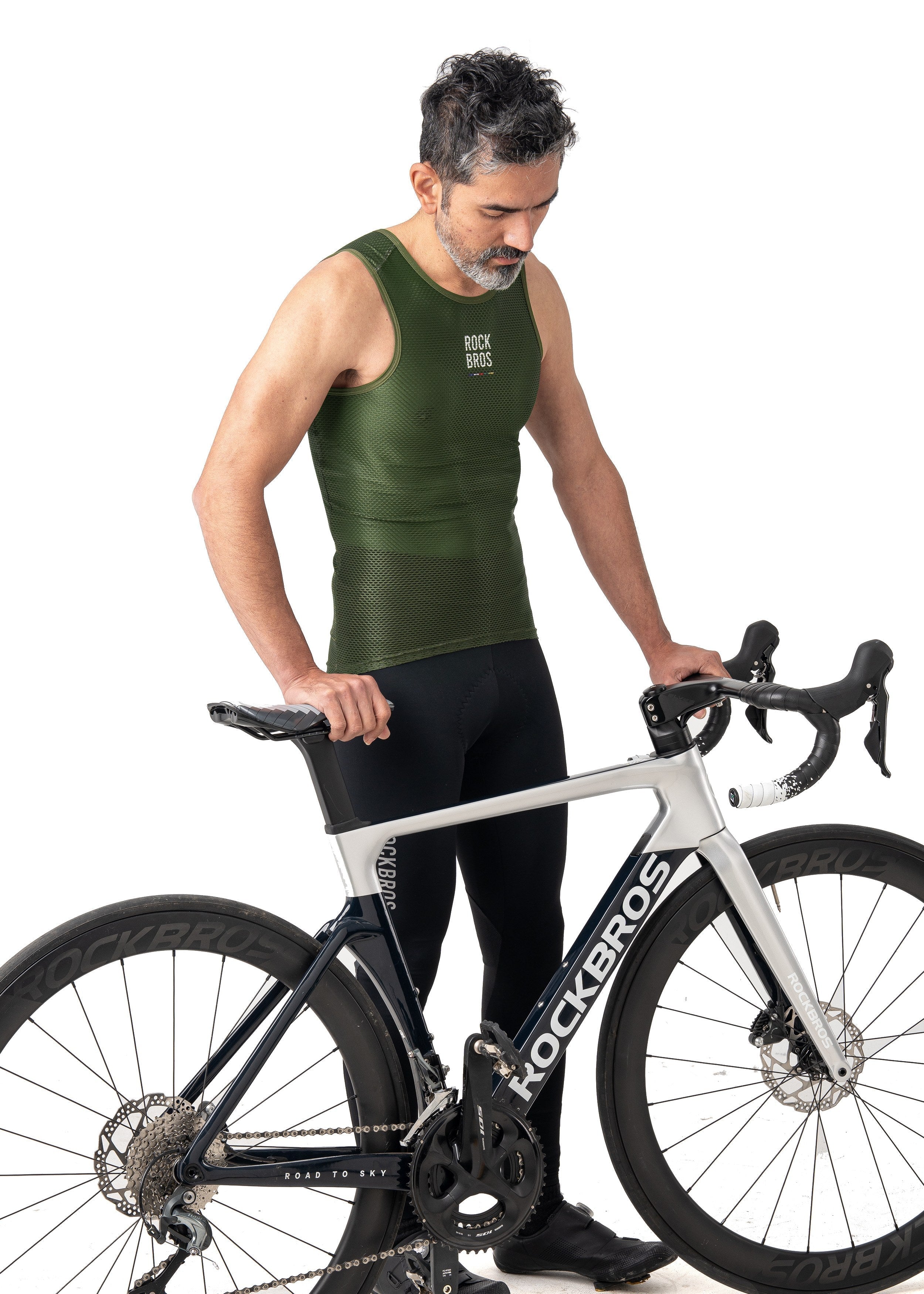 ROCKBROS Road-to-Sky Cycling Sleeveless Base Layer #Color_Army Green