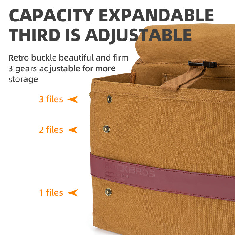 ROCKBROS 27L Expandable Bike Pannier Bag with Shoulder Strap for Various Bikes