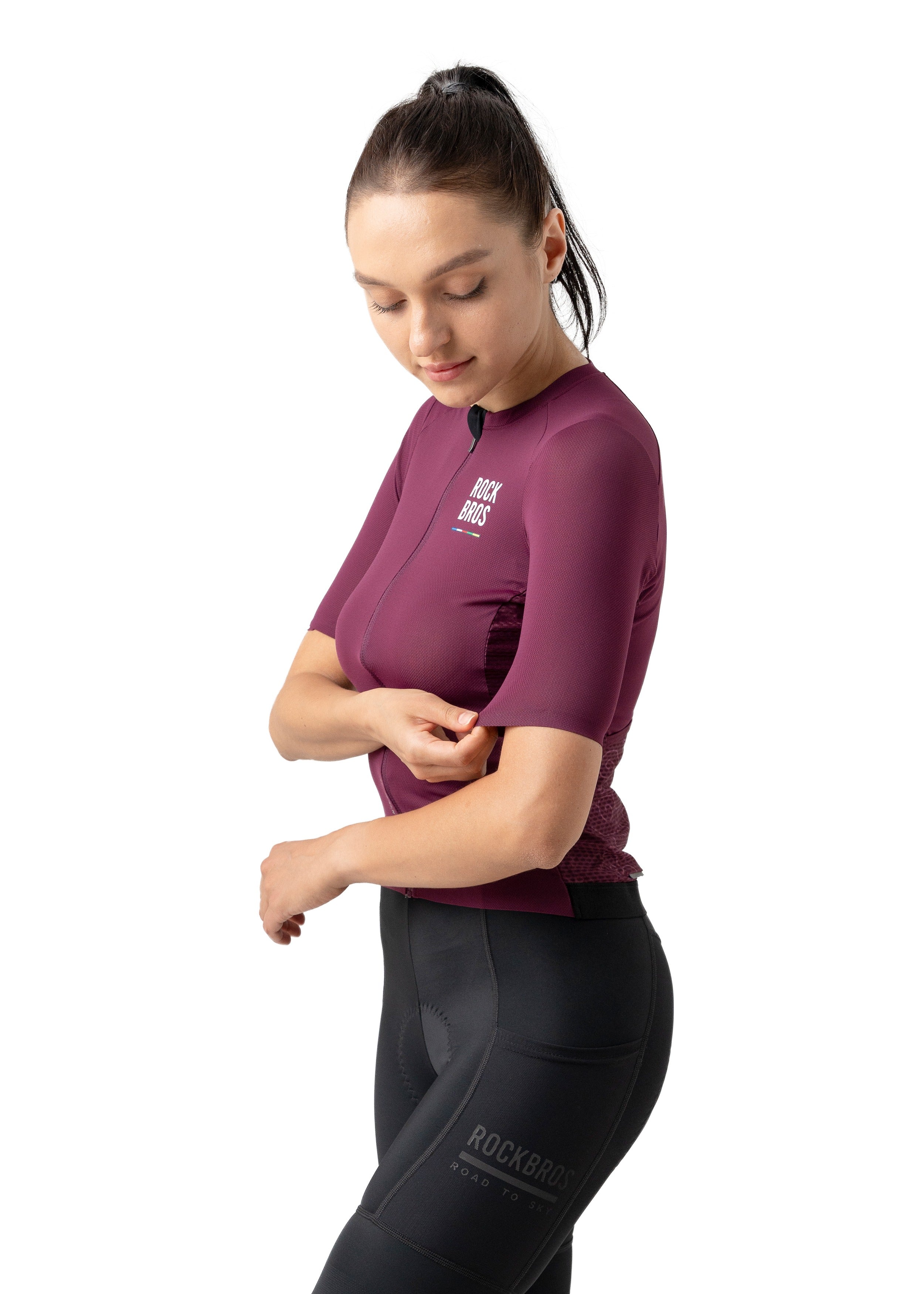 ROCKBROS Road-to-Sky Women's Cycling Short-Sleeved Jersey #Color_Purple