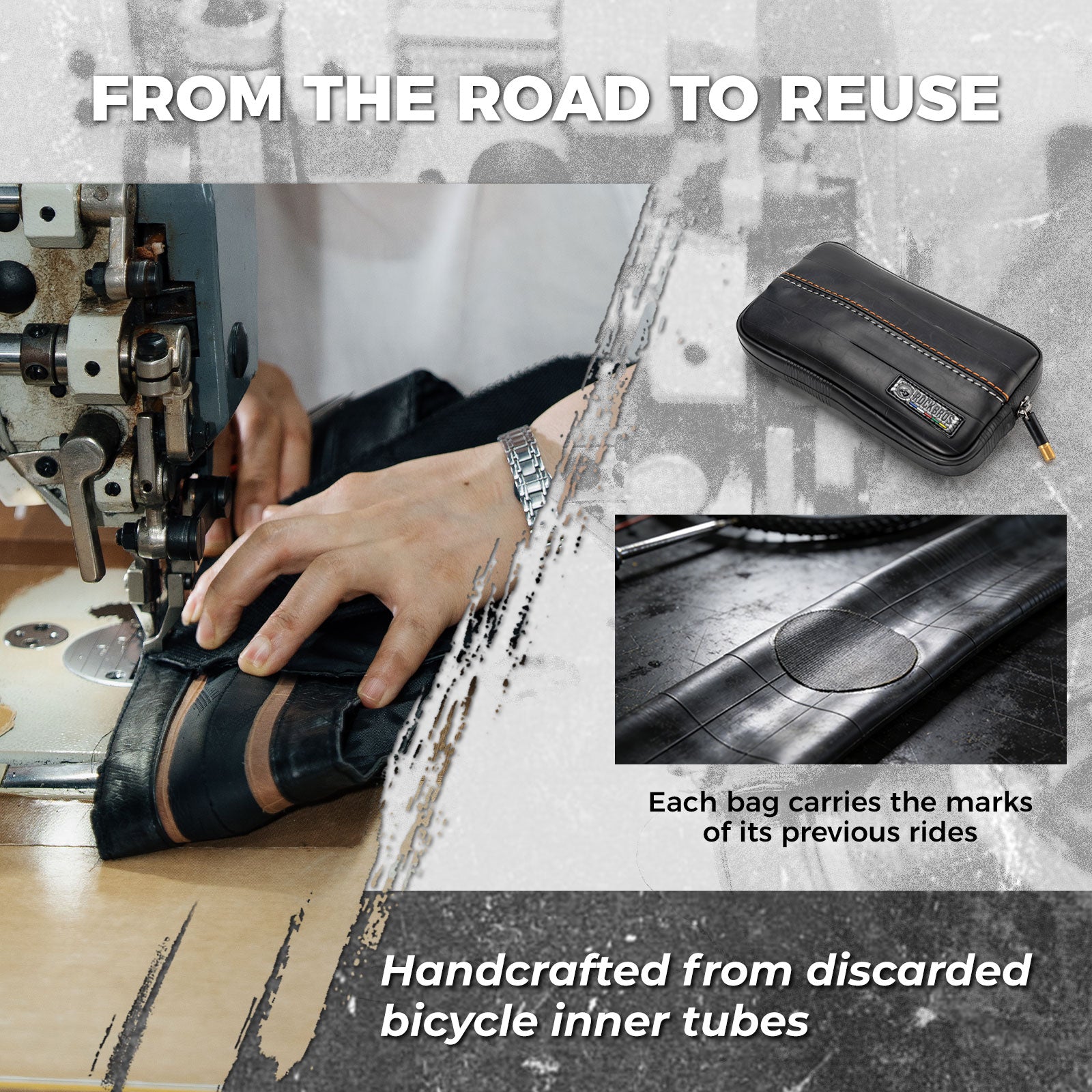 Sustainable Eco-Friendly Recycled Tire Bike Wallet 0.4L ROAD TO SKY