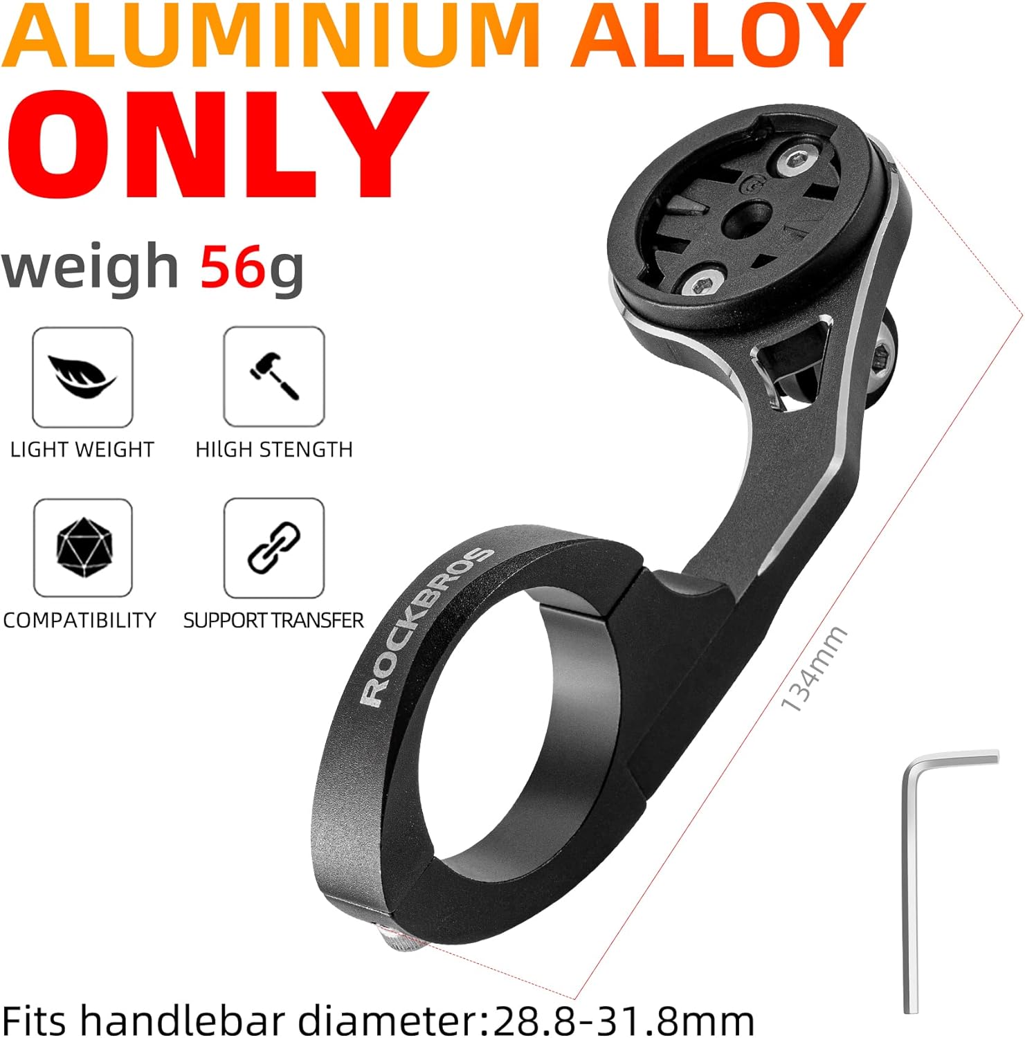 ROCKBROS Out Front Bike Mount Cycling Computer Mount Bike Handlebar 1.25''/ 31.8mm - ROCKBROS