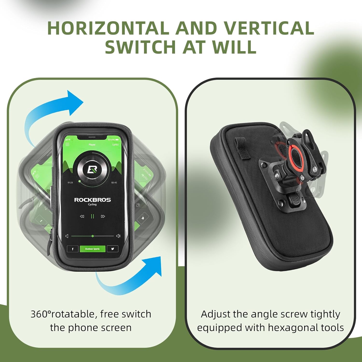 ROCKBROS  Motorcycle Phone Mount Waterproof Handlebar Bag Phones Below 6.8” - ROCKBROS